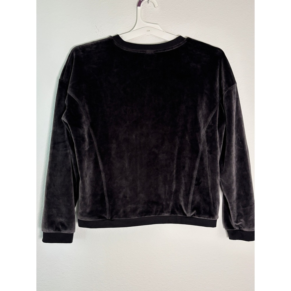 Athletic Works Girls Velour Sweatshirt XL 14-16 Charcoal Gray Crew Neck Pullover
